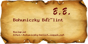 Bohuniczky Bálint névjegykártya